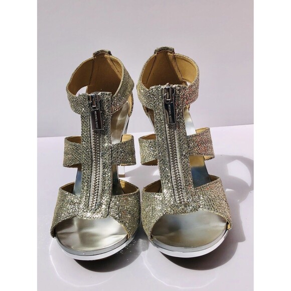 Michael Kors Women's Shoes Size 7M Heels Silver Sparkle - Picture 1 of 7